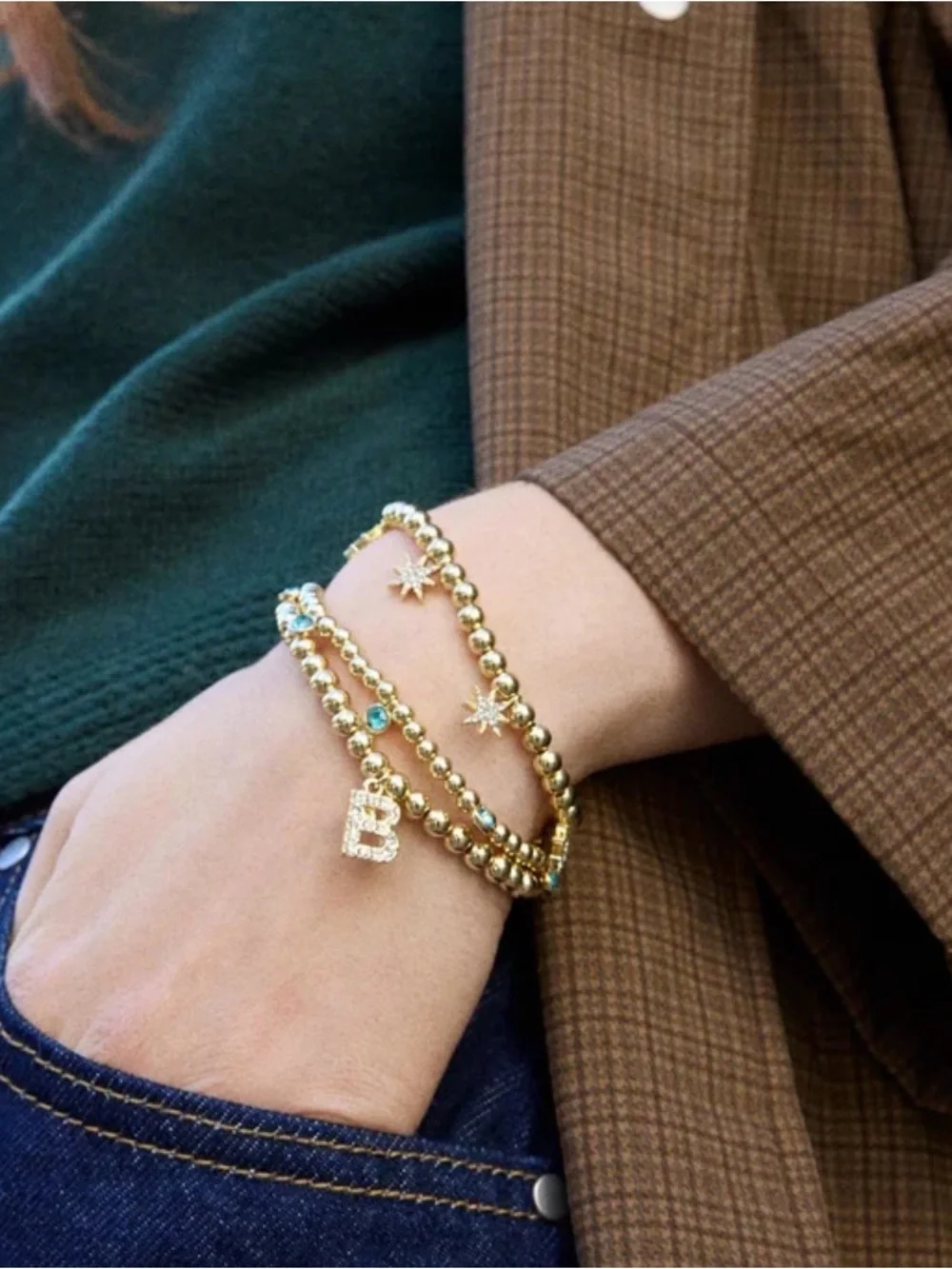Bauble Bar Gold-aquamarine (March) birthstone bracelet